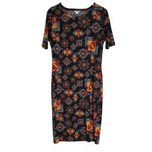 Lularoe Julia Geometric Print Dress Aztec Southwestern Tribal Western Size Large